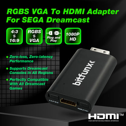 Bitfunx RGBS/VGA to HDMI® Adapter For Sega Dreamcast