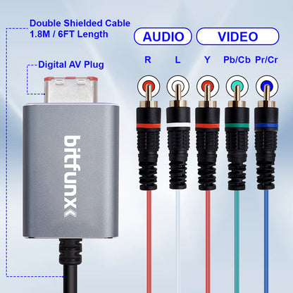 Bitfunx Component Video 5RCA YPbPr Cable for GameCube DOL-001 - Bitfunx Official Store
