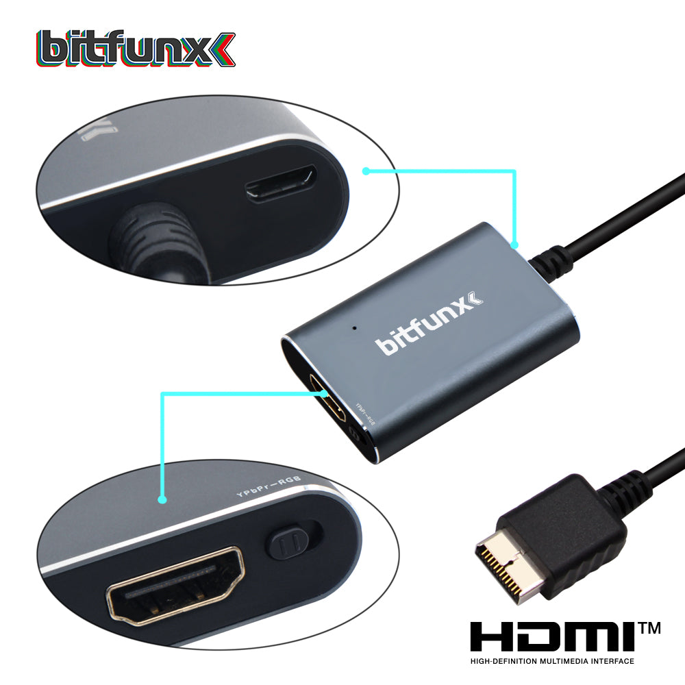 Bitfunx RGBS/Component to HDMI® Adapter for PlayStation 2